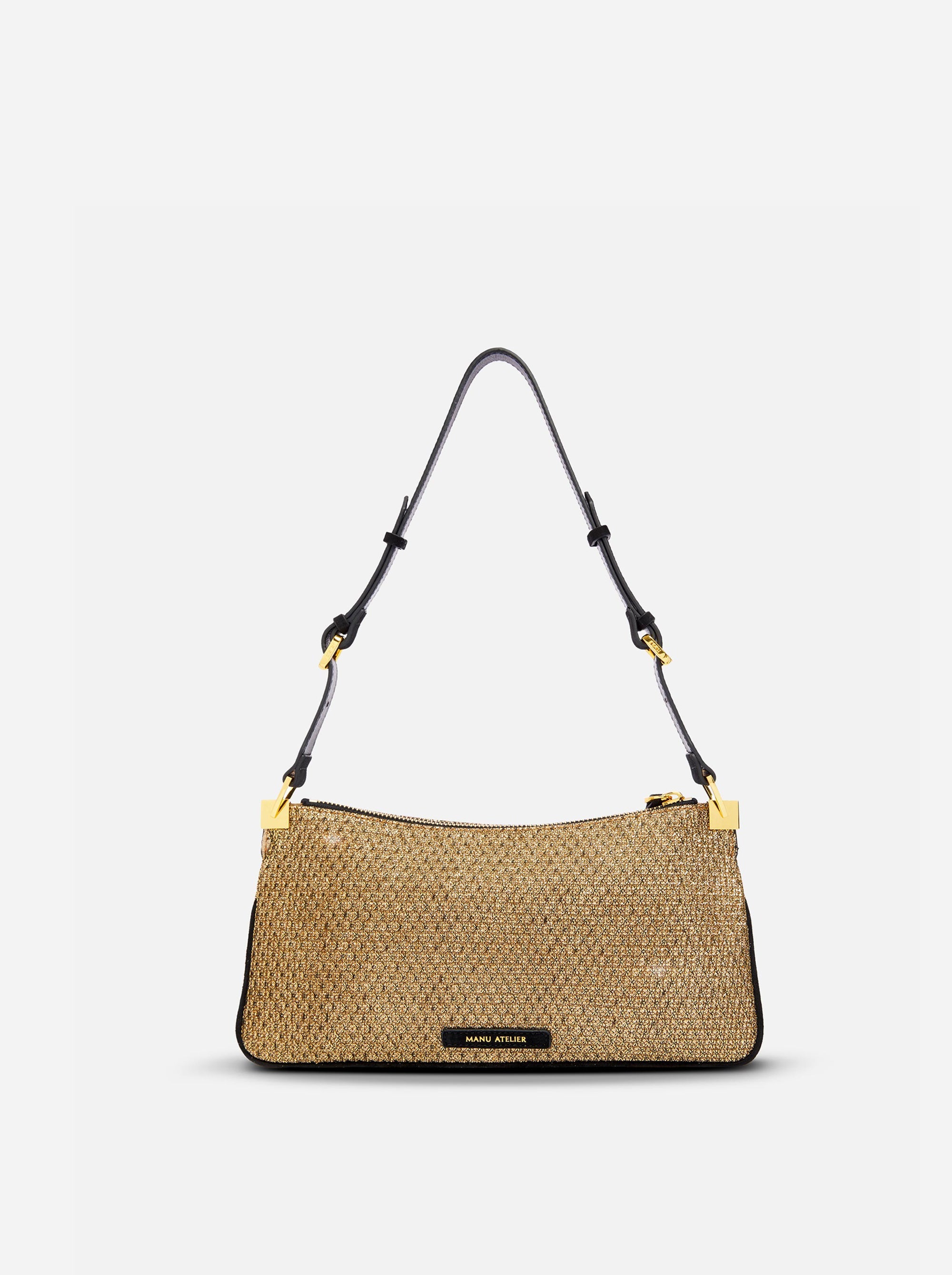 Three Zipped Gold Mesh & Black Suede 3