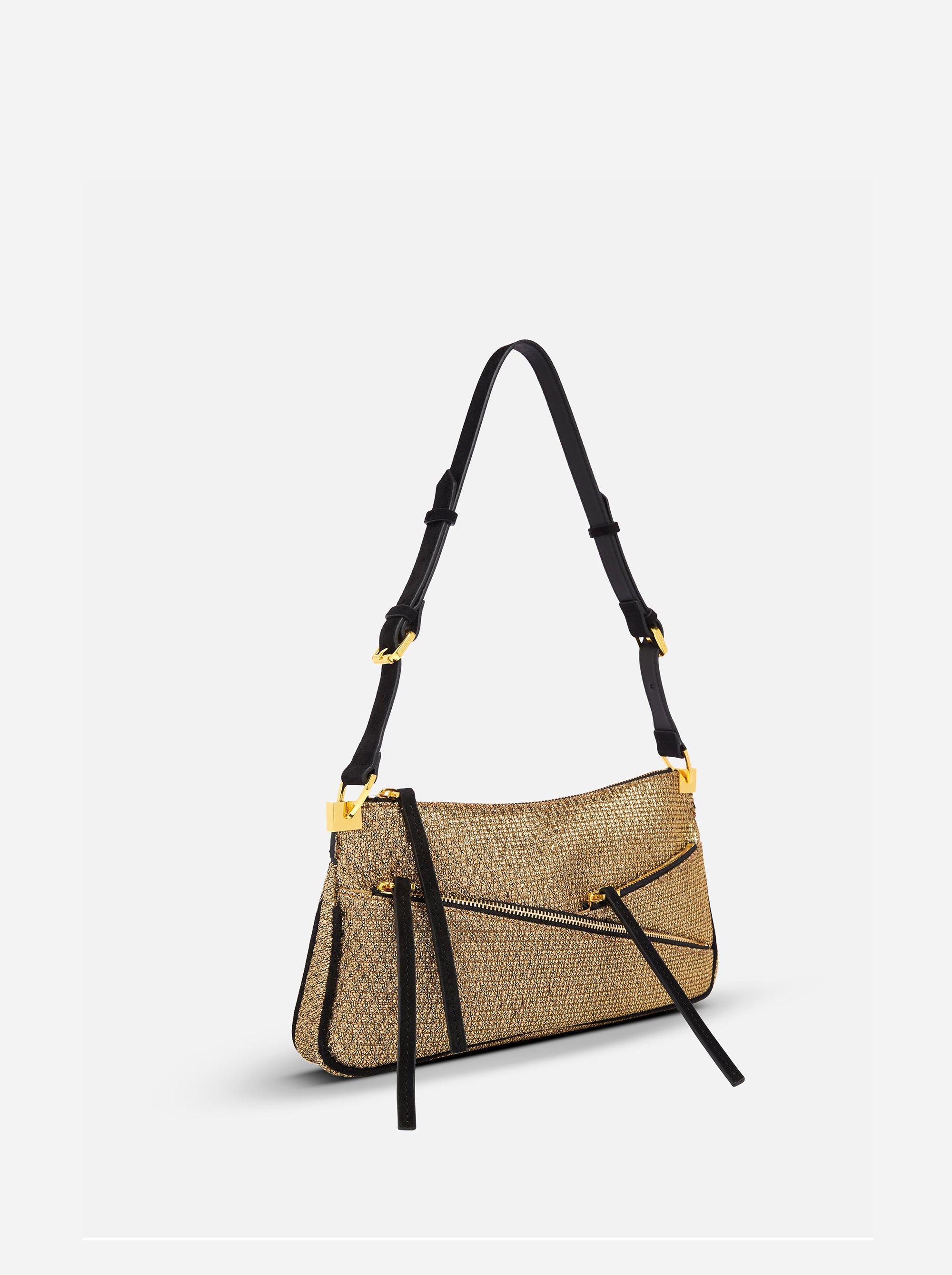 Three Zipped Gold Mesh & Black Suede 2