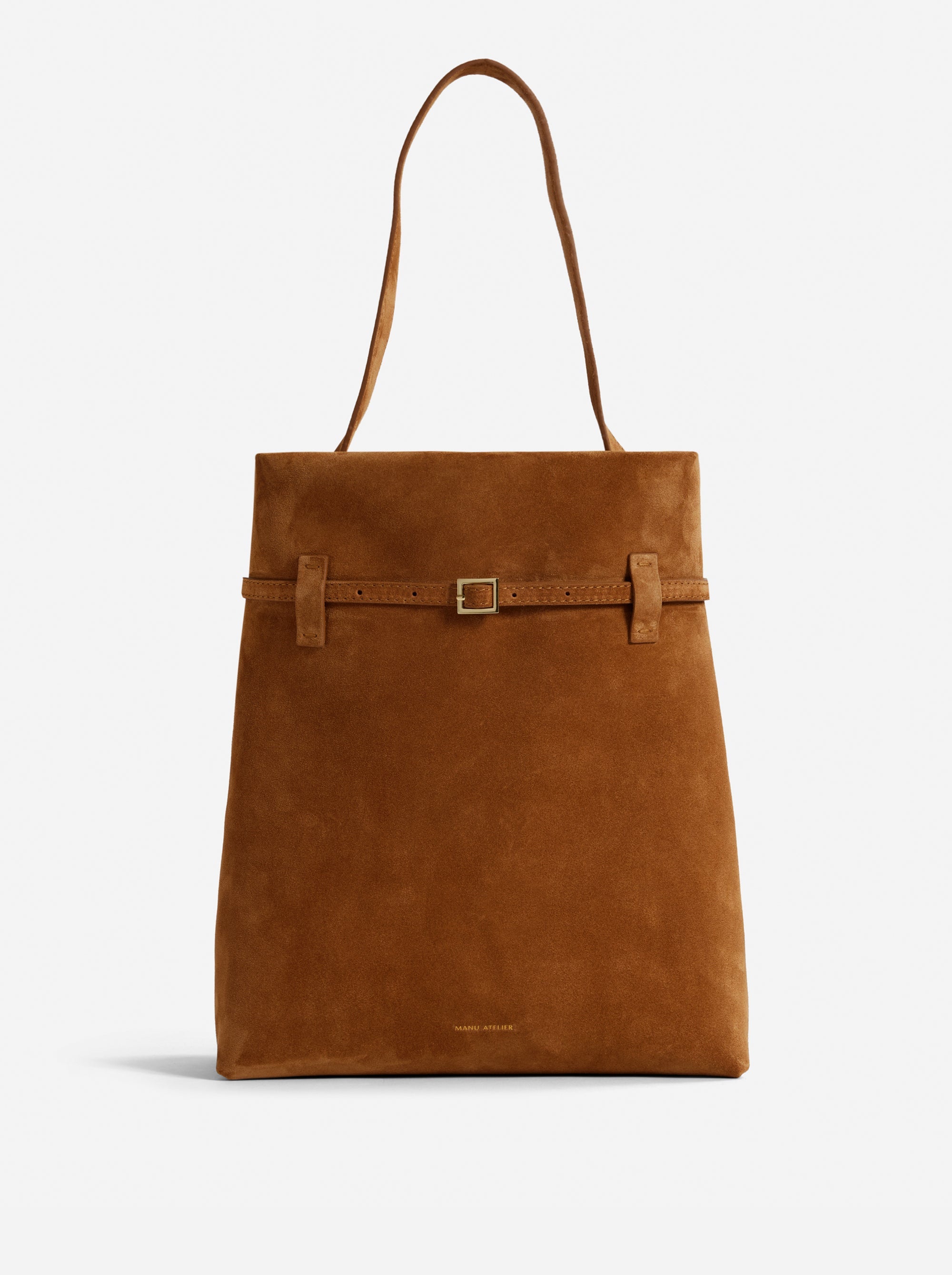 Tote du Jour Camel Suede Front