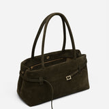 Le Cambon East West Tobacco Green Suede