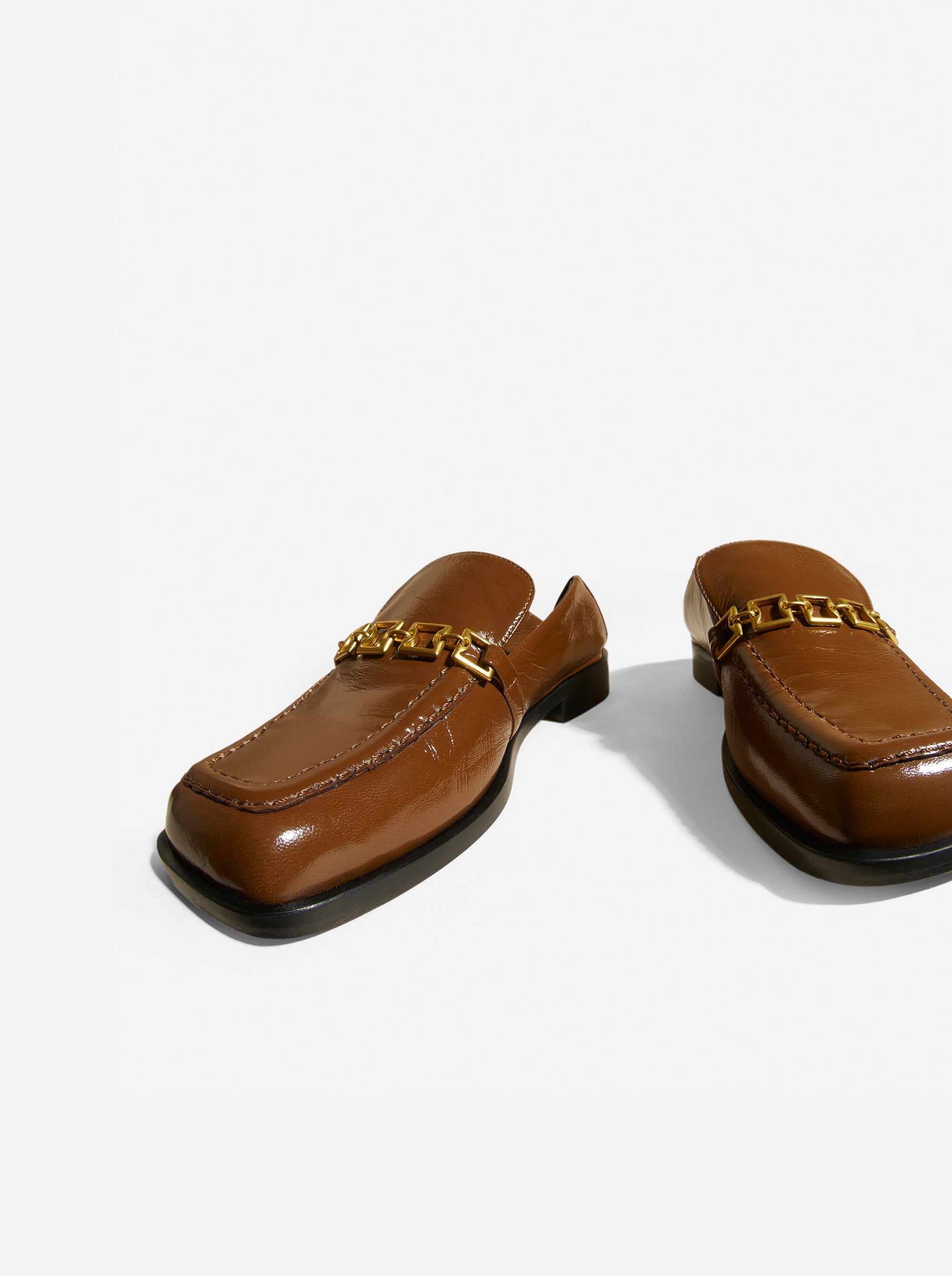 The Tap Loafers Mocha High Gloss Front