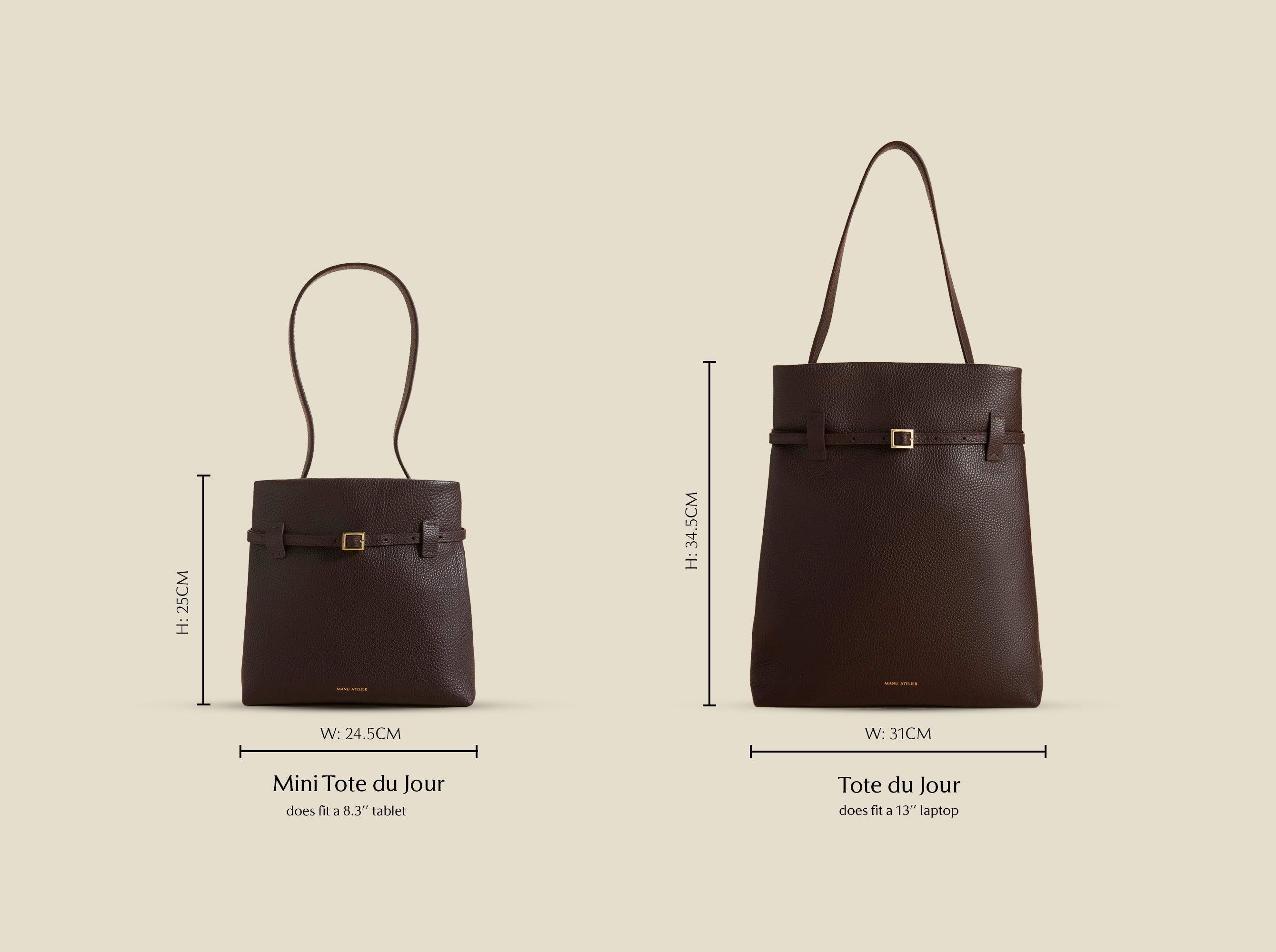 Mini Tote du Jour and Tote du Jour Deep Brown Calf Skin