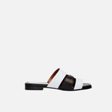 15 Woven Leather Slippers White & Black Soft