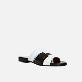 15 Woven Leather Slippers White & Black Soft