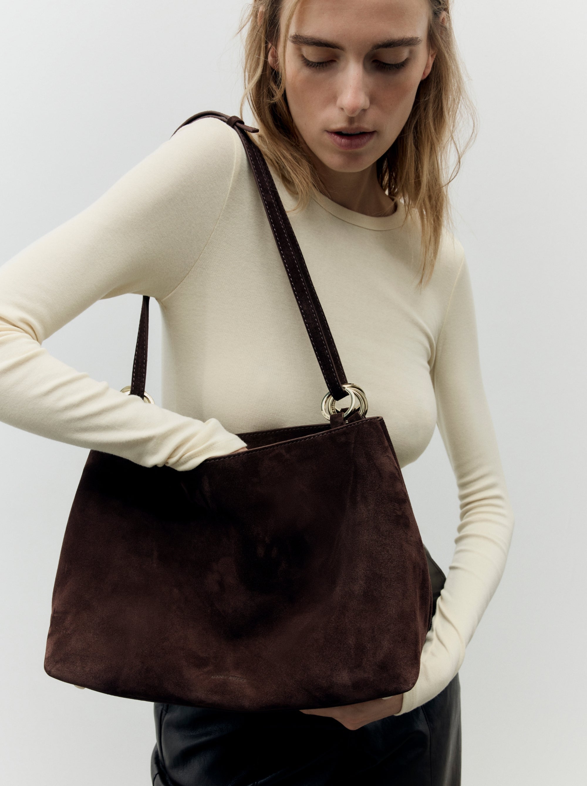 Eterno Deep Brown Suede on Model