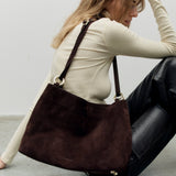 Eterno Deep Brown Suede on Model 2