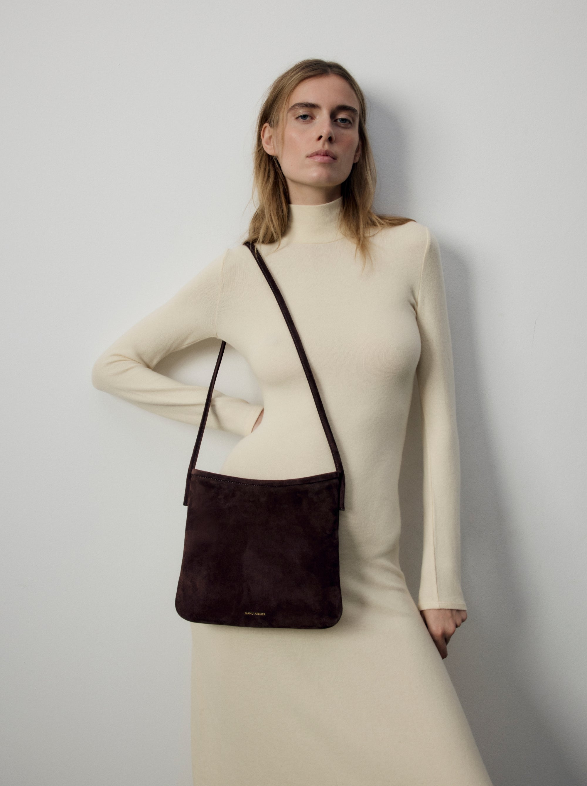 Fidele Deep Brown Suede on Model