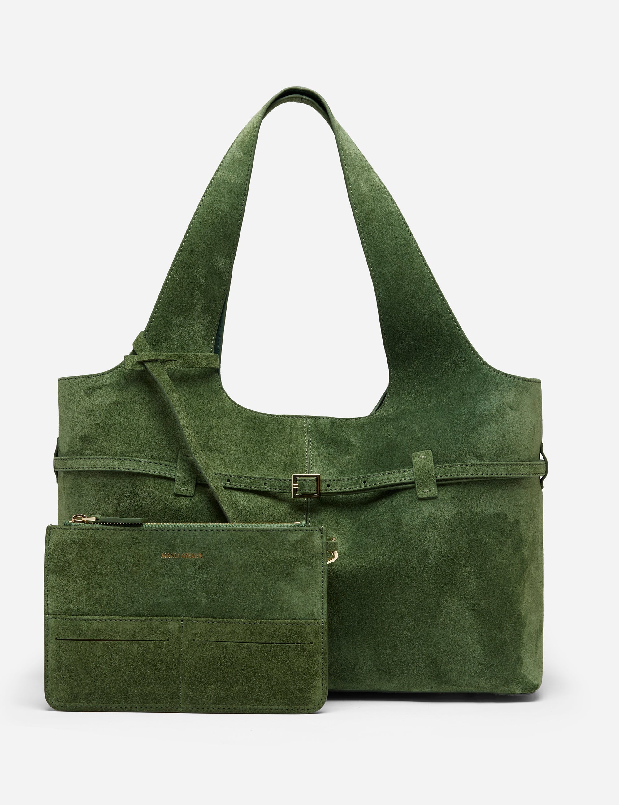 Cambon Cabas Velvet Green Suede inside