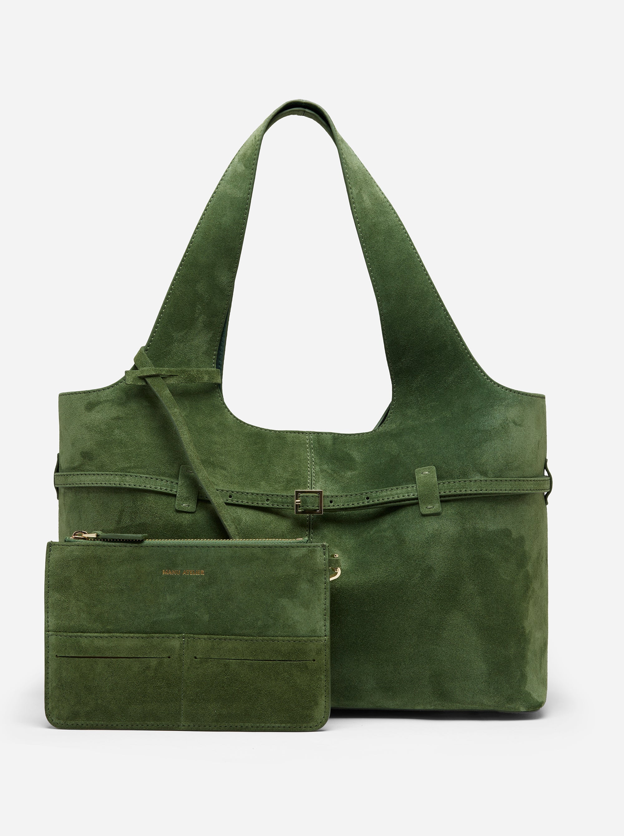Cambon Cabas Velvet Green Suede inside