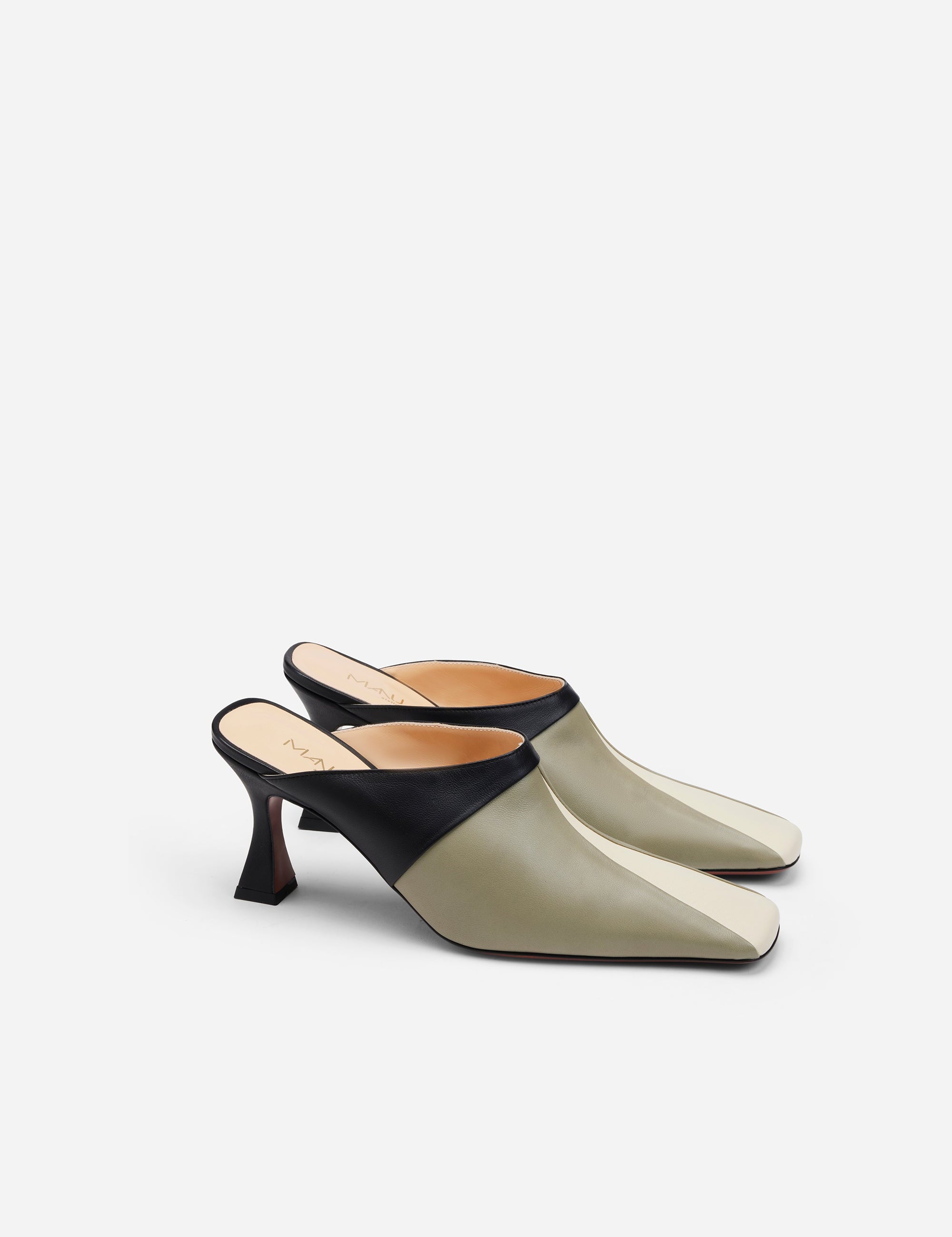 XX Mules Vanilla & Dusty Green & Black