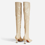 Over Knee High Duck Boots Light Grey