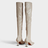 Over Knee High Duck Boots Light Grey Back