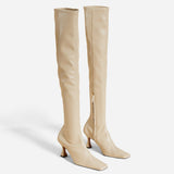 Over Knee High Duck Boots Light Grey
