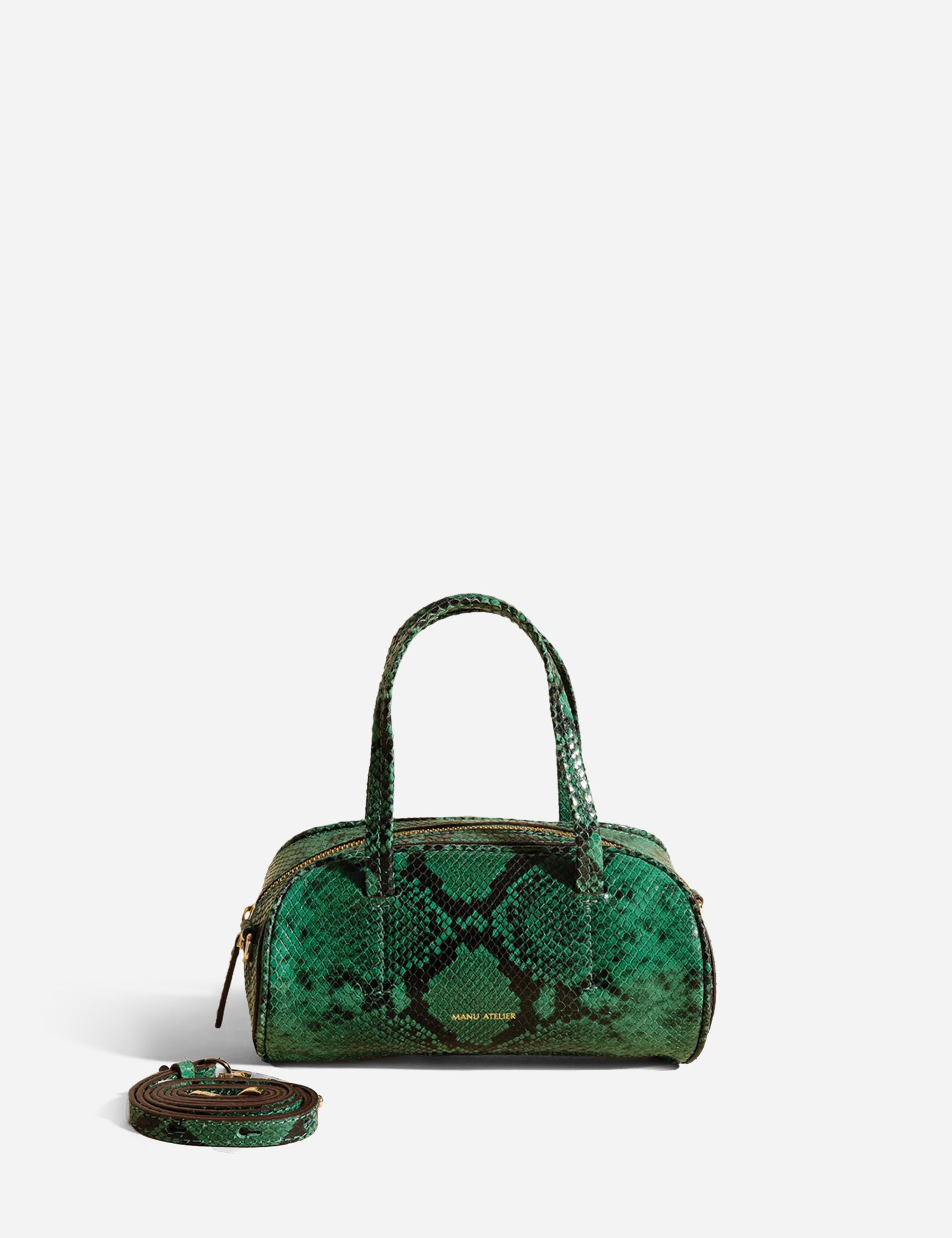 Hourglass Bowling Bag Green Snake Embossed