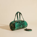 Hourglass Bowling Bag Green Snake Embossed