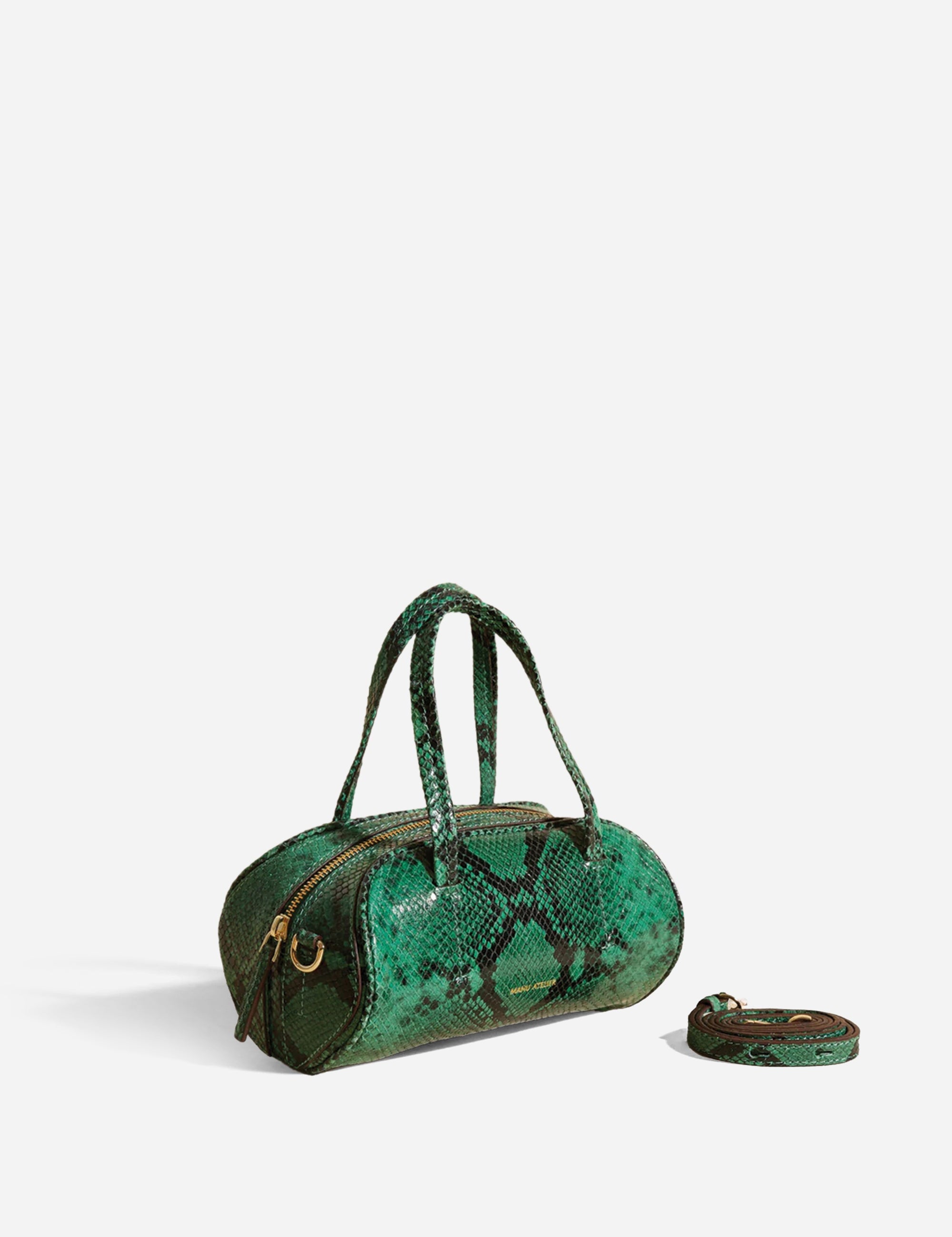 Hourglass Bowling Bag Green Snake Embossed  2