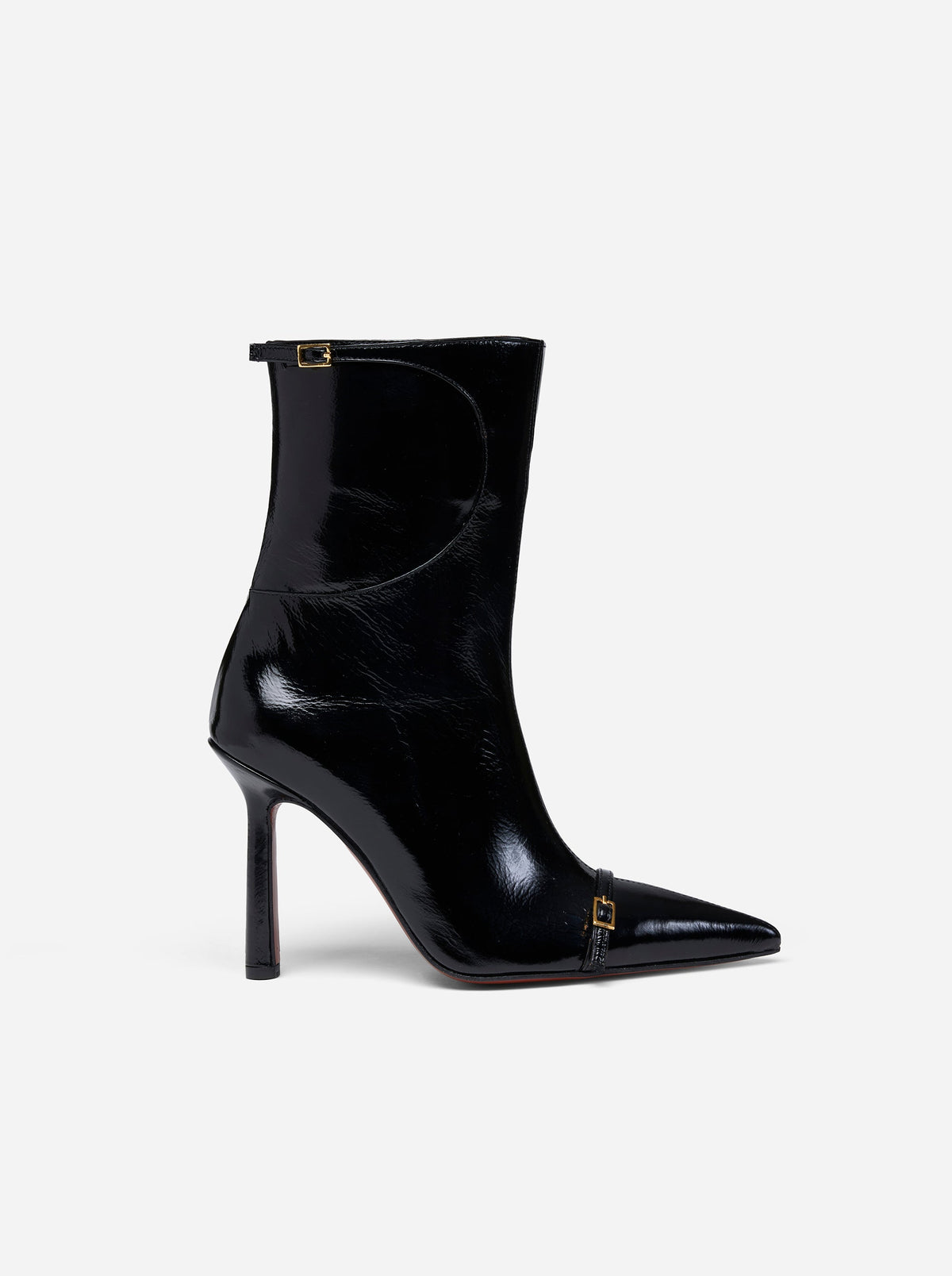 Pointy Toe Ankle Boots High Gloss