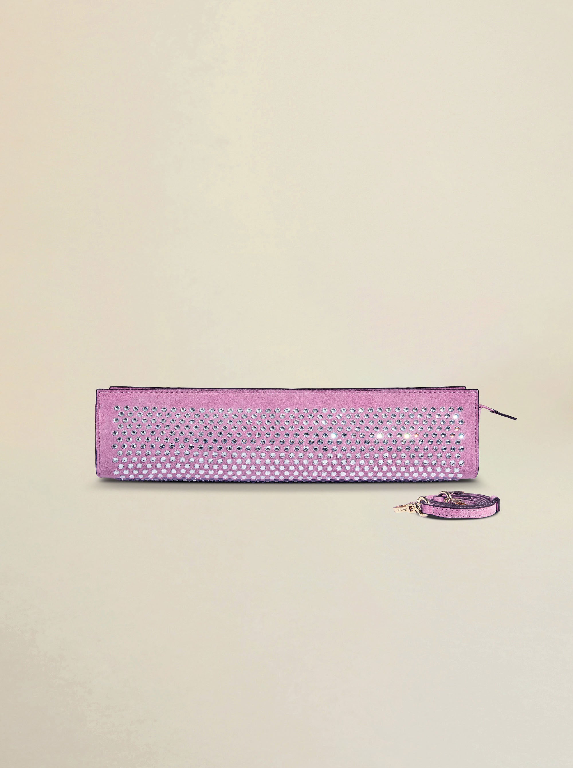Pencil Box Cyclamen Suede with Crystals