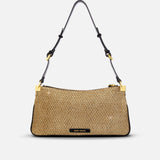 Three Zipped Baguette Gold Mesh & Black Suede
