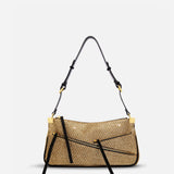 Three Zipped  Gold Mesh & Black Suede