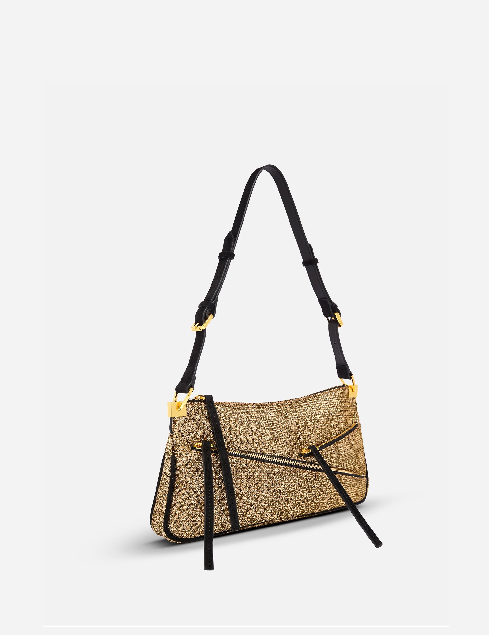 Three Zipped Gold Mesh & Black Suede 2