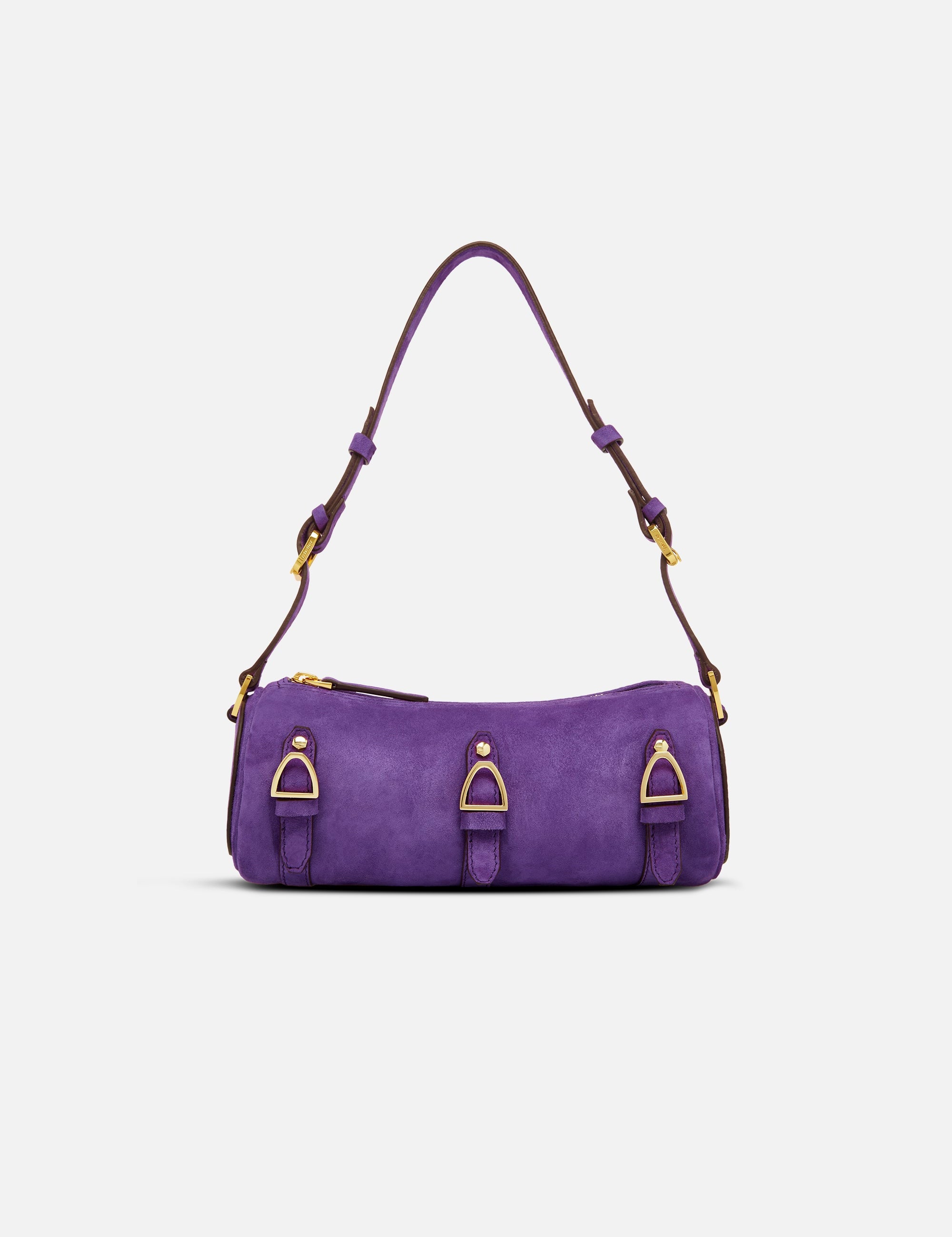 Multi Belted Mini Cylinder Purple Suede