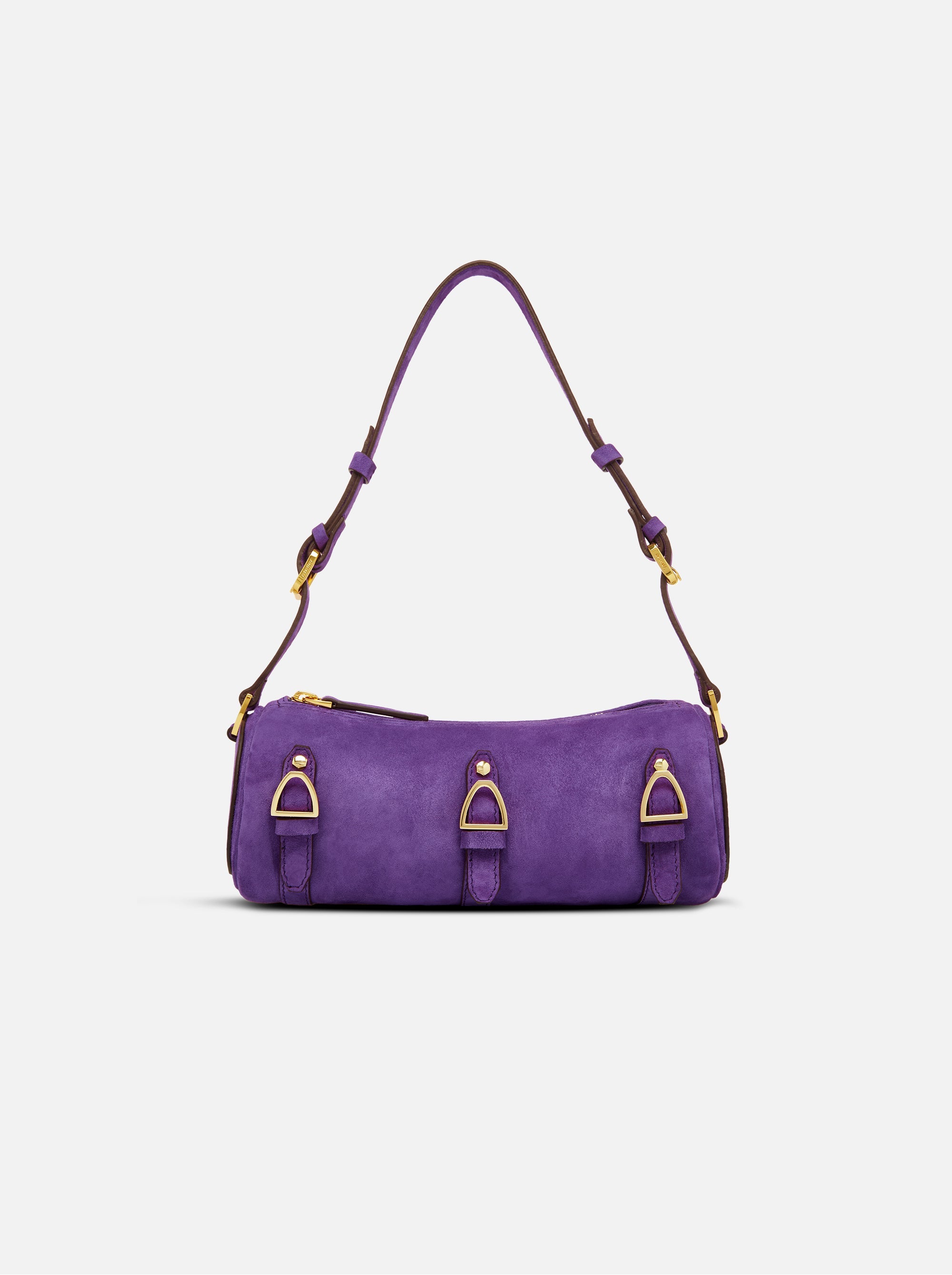Multi Belted Mini Cylinder Purple Suede