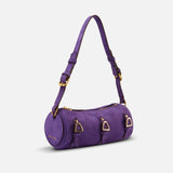 Multi Belted Mini Cylinder Purple Suede Side