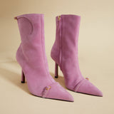 Pointy Toe Ankle Boots Cyclamen Suede