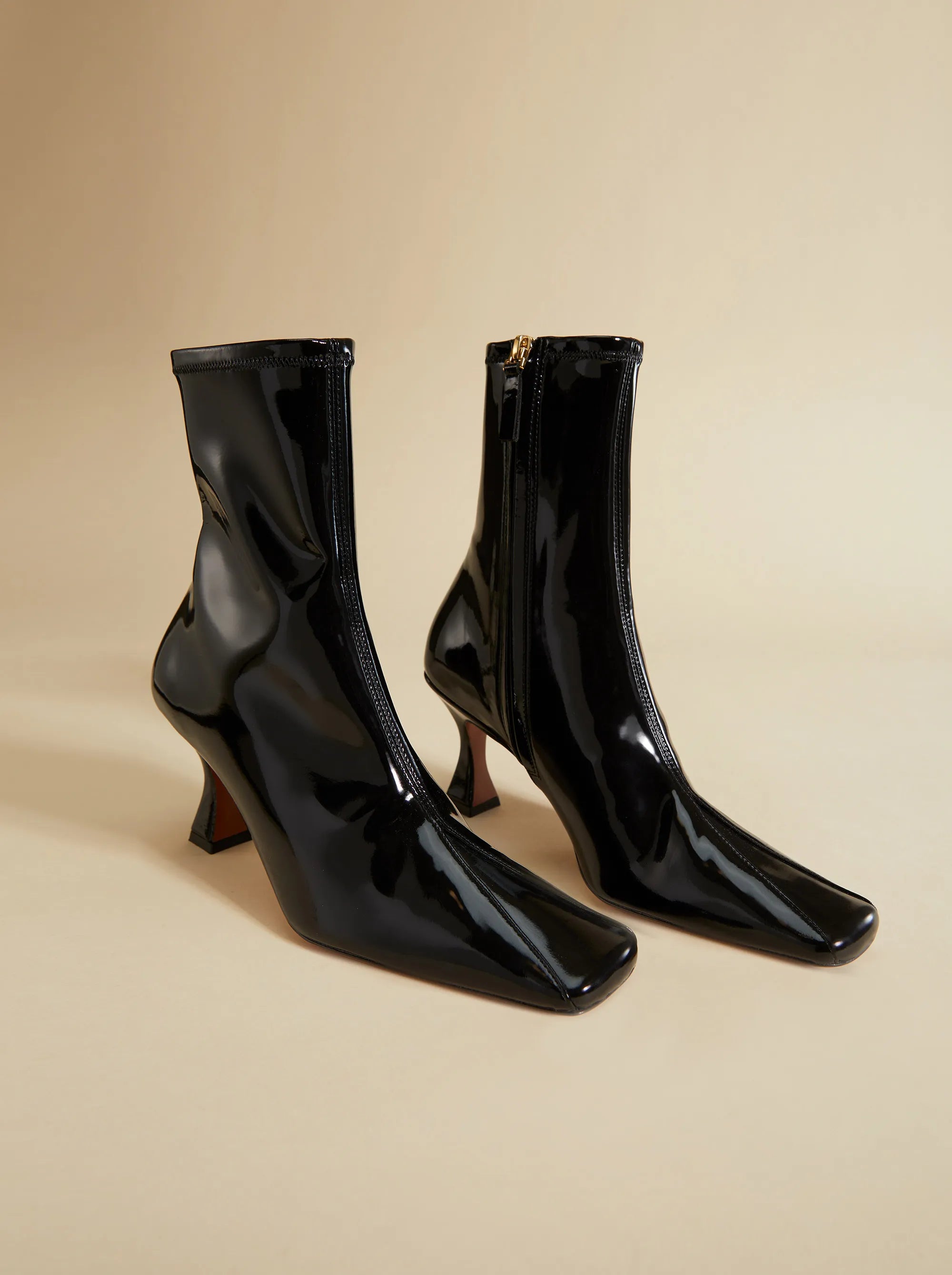 Vegan patent leather boots sales