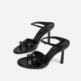 Almond Toe Sandals Black High Gloss