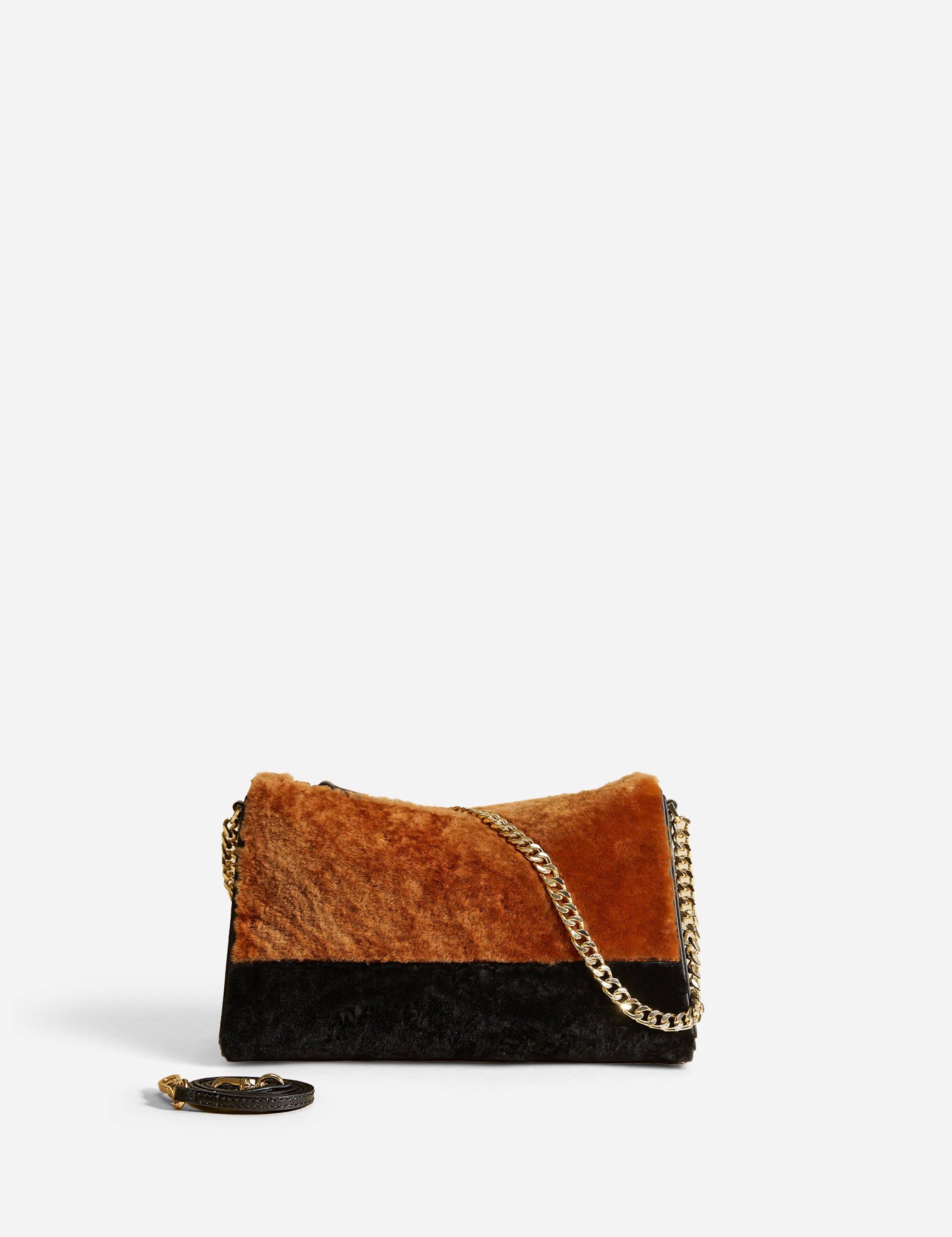 Prism Chain Shearling Calf Leather Safari&Black