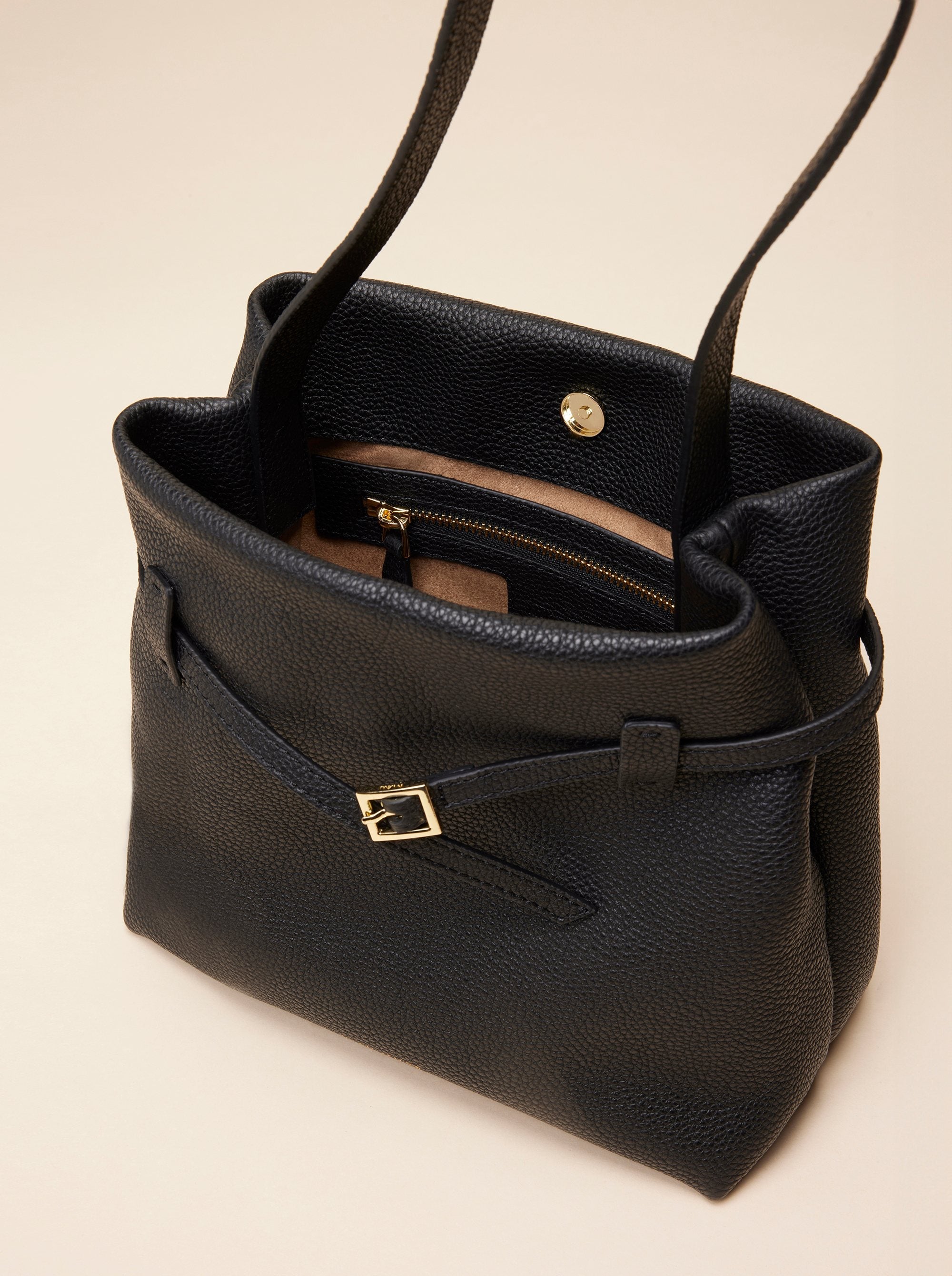 Mini Tote Du Jour Full Grain Calf Leather Black