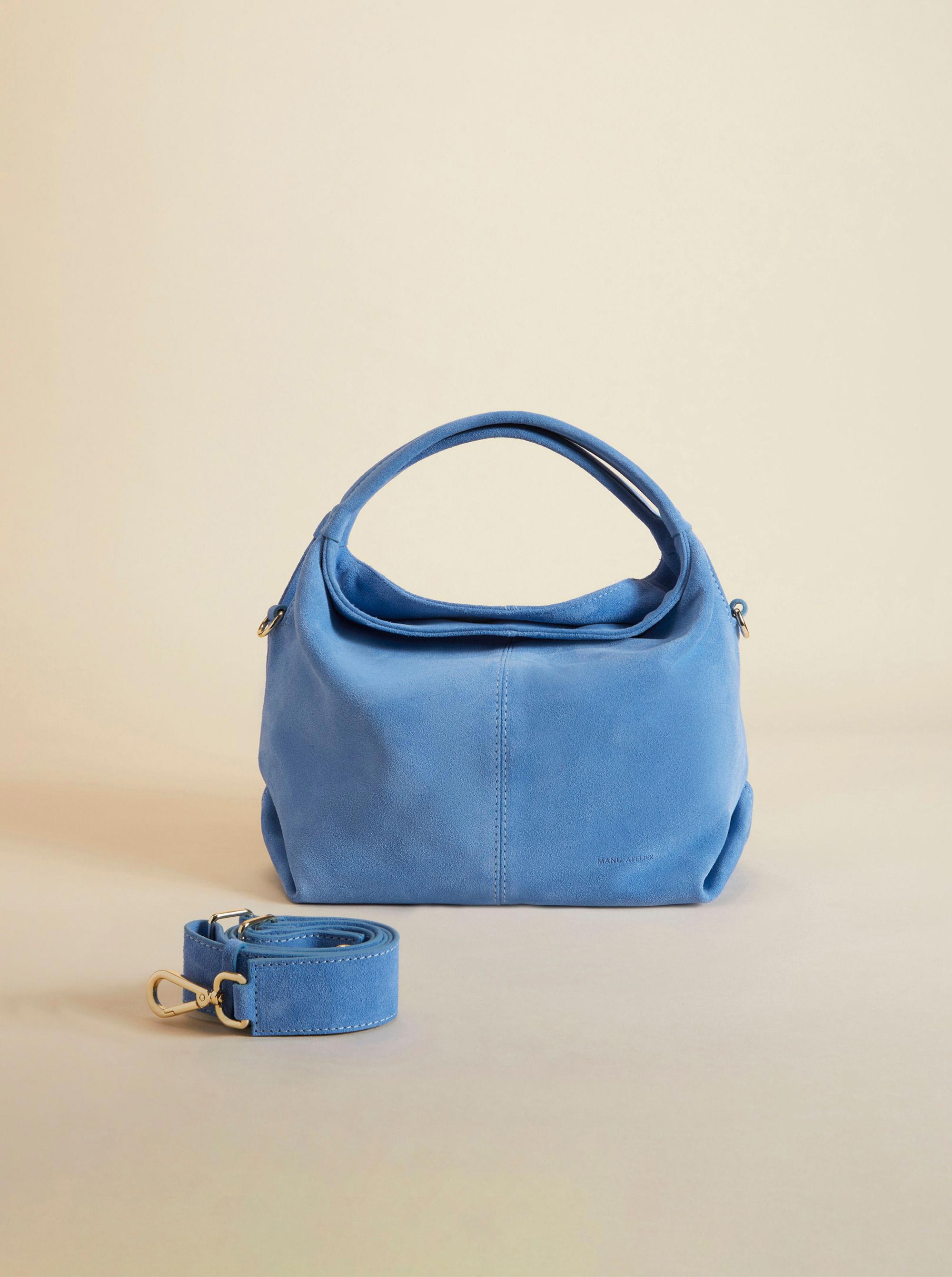 Blue suede handbags uk online