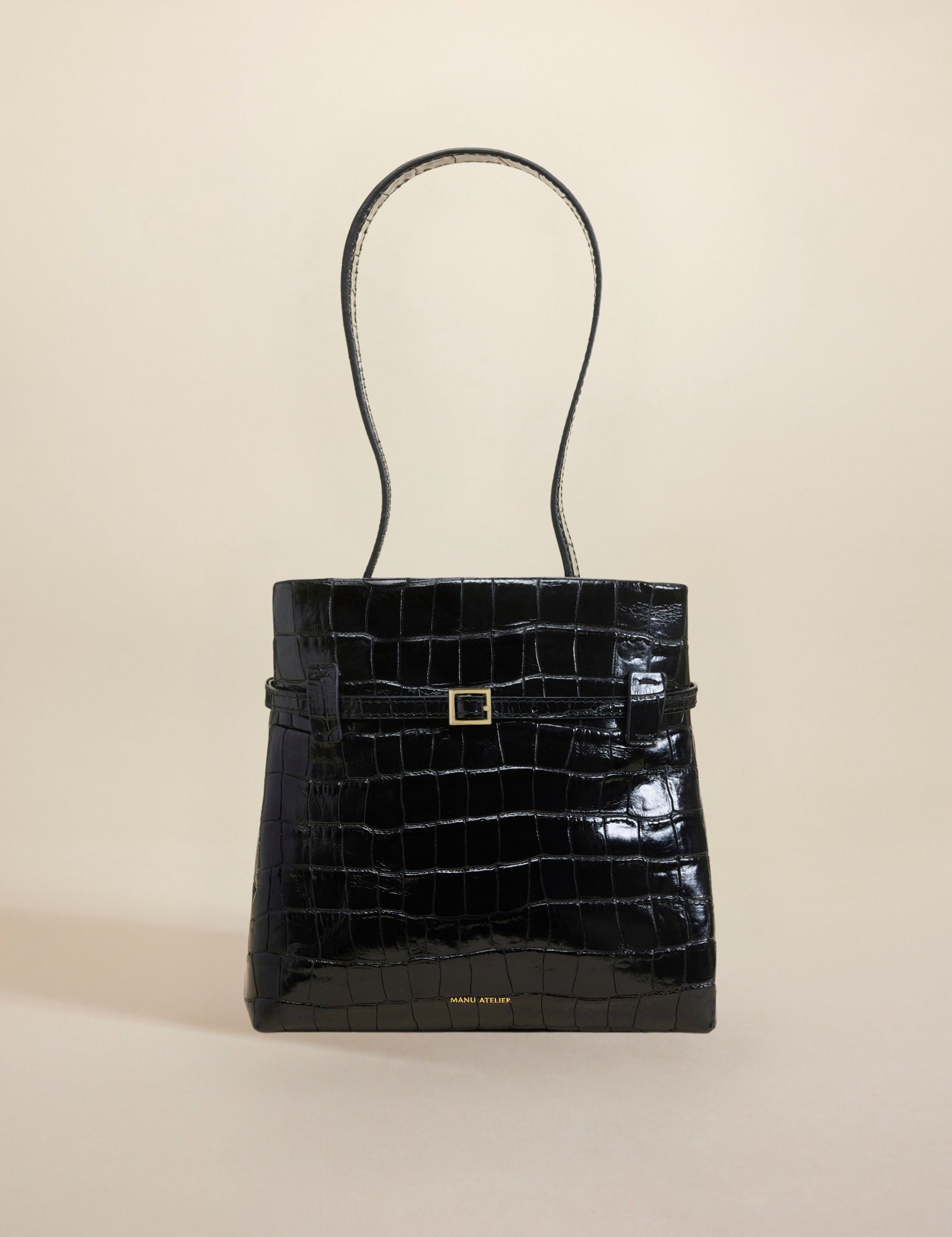 Mini Tote Du Jour Croc Embossed Calf Leather Black 