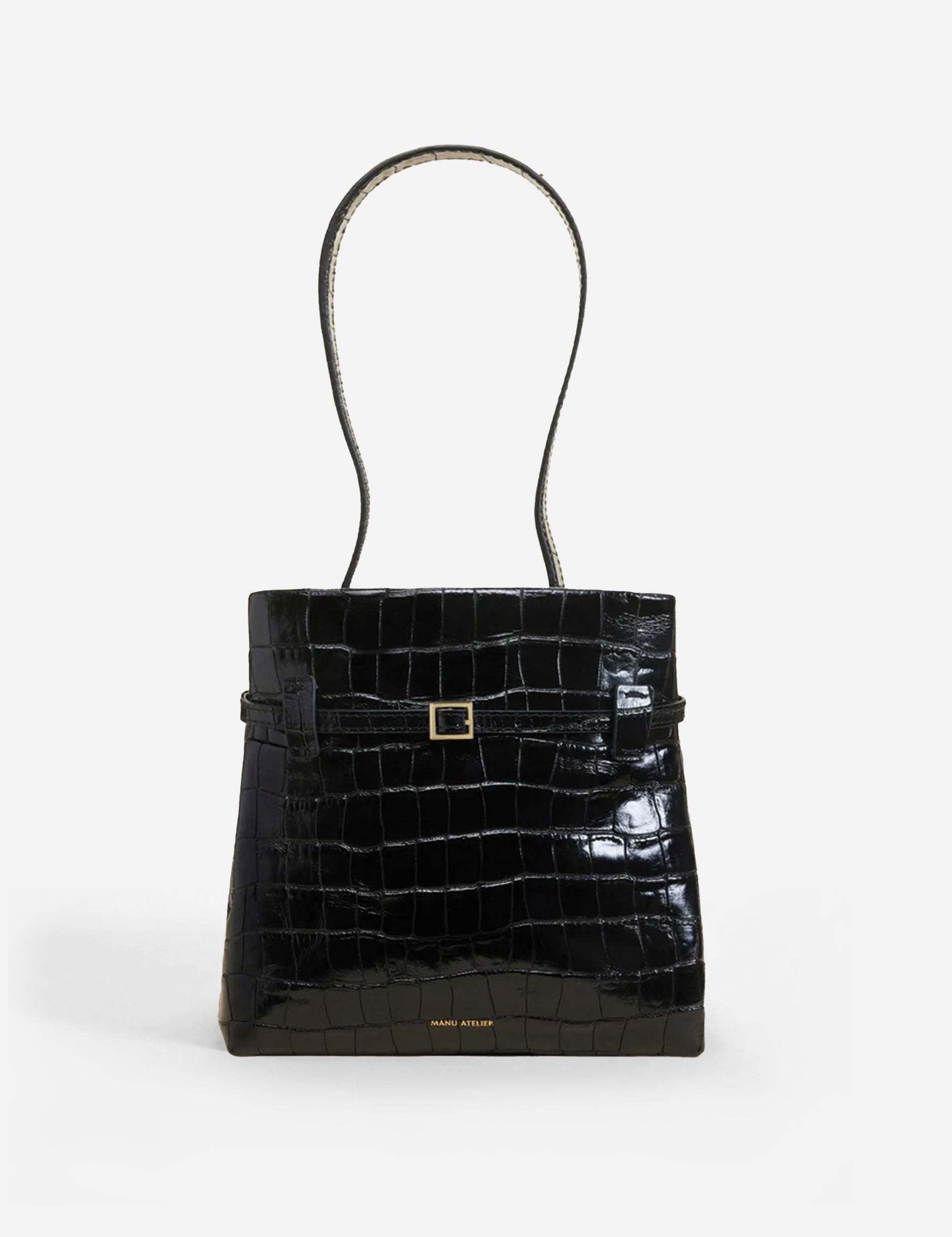 Mini Tote Du Jour Croc Embossed Calf Leather Black 