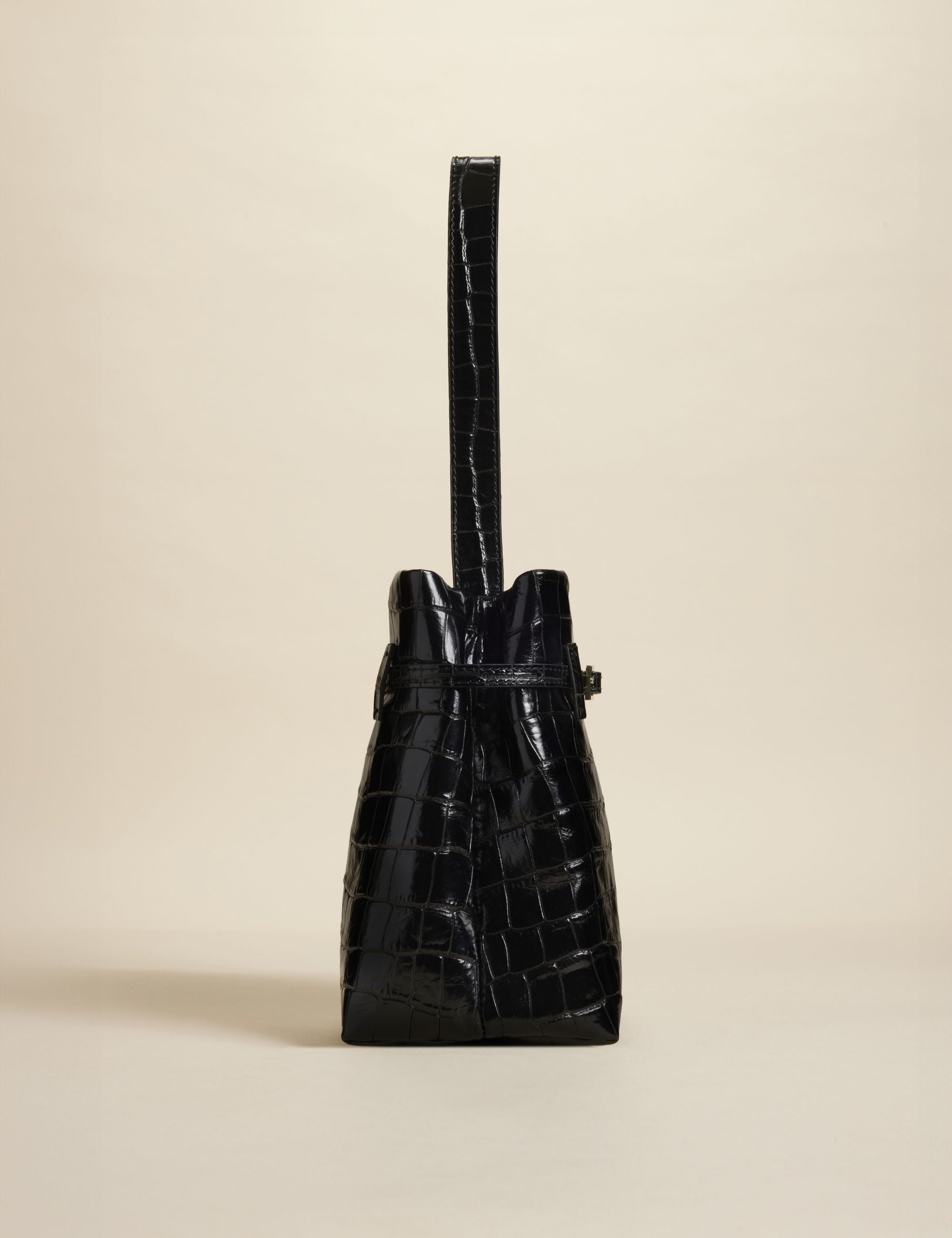 Mini Tote Du Jour Croc Embossed Calf Leather Black 2 