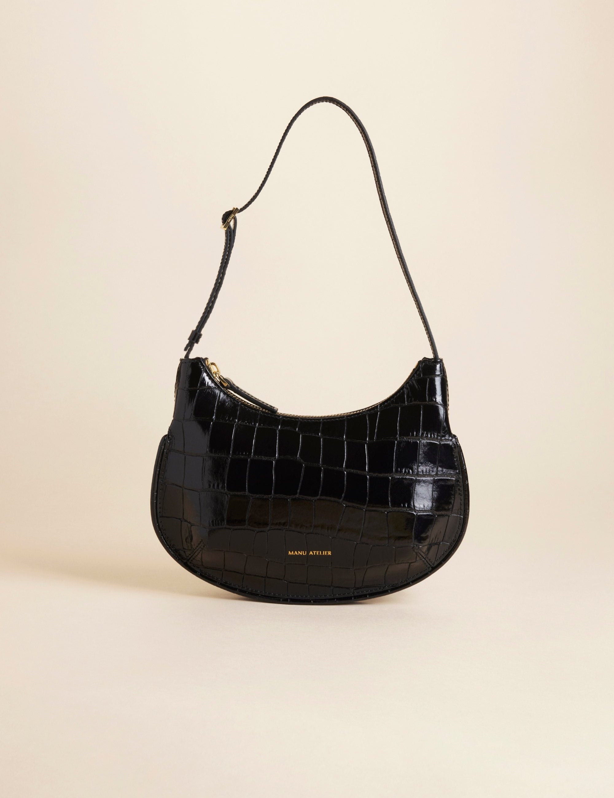 Ilda Croc Embossed Calf Leather Black 