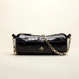 Cylinder Croc Embossed Calf Leather Black 