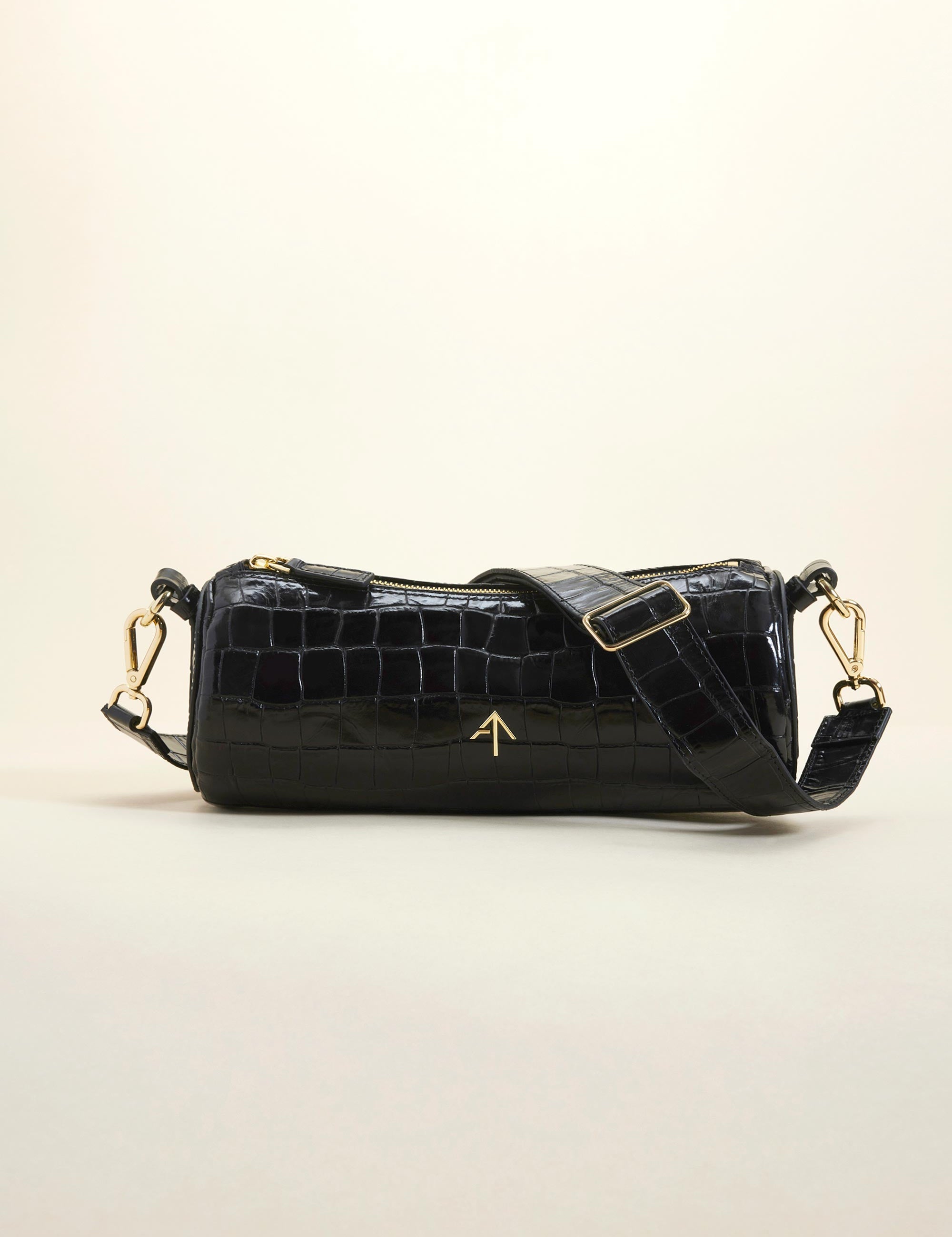 Cylinder Croc Embossed Calf Leather Black 2