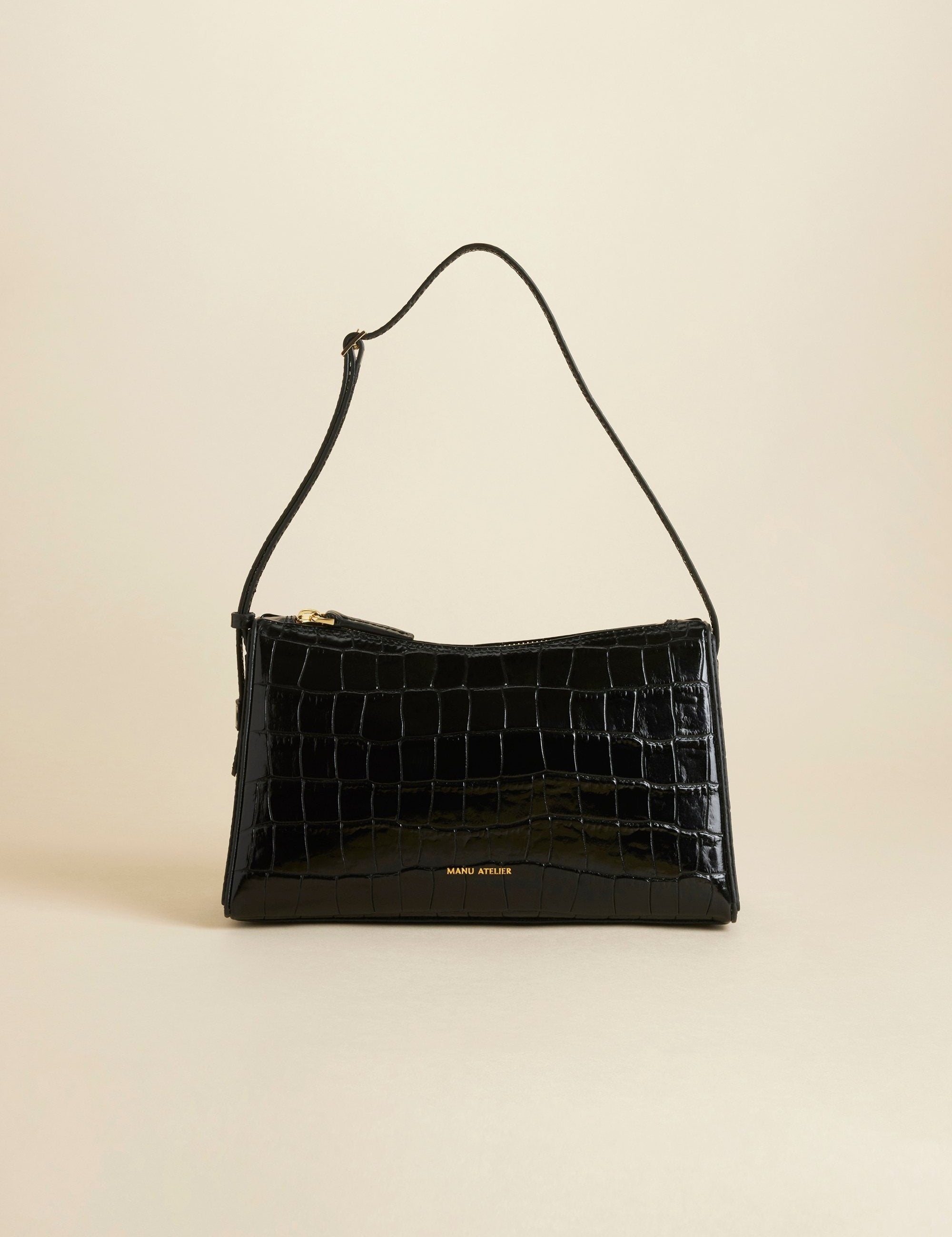 Prism Croc Embossed Calf Leather Black 