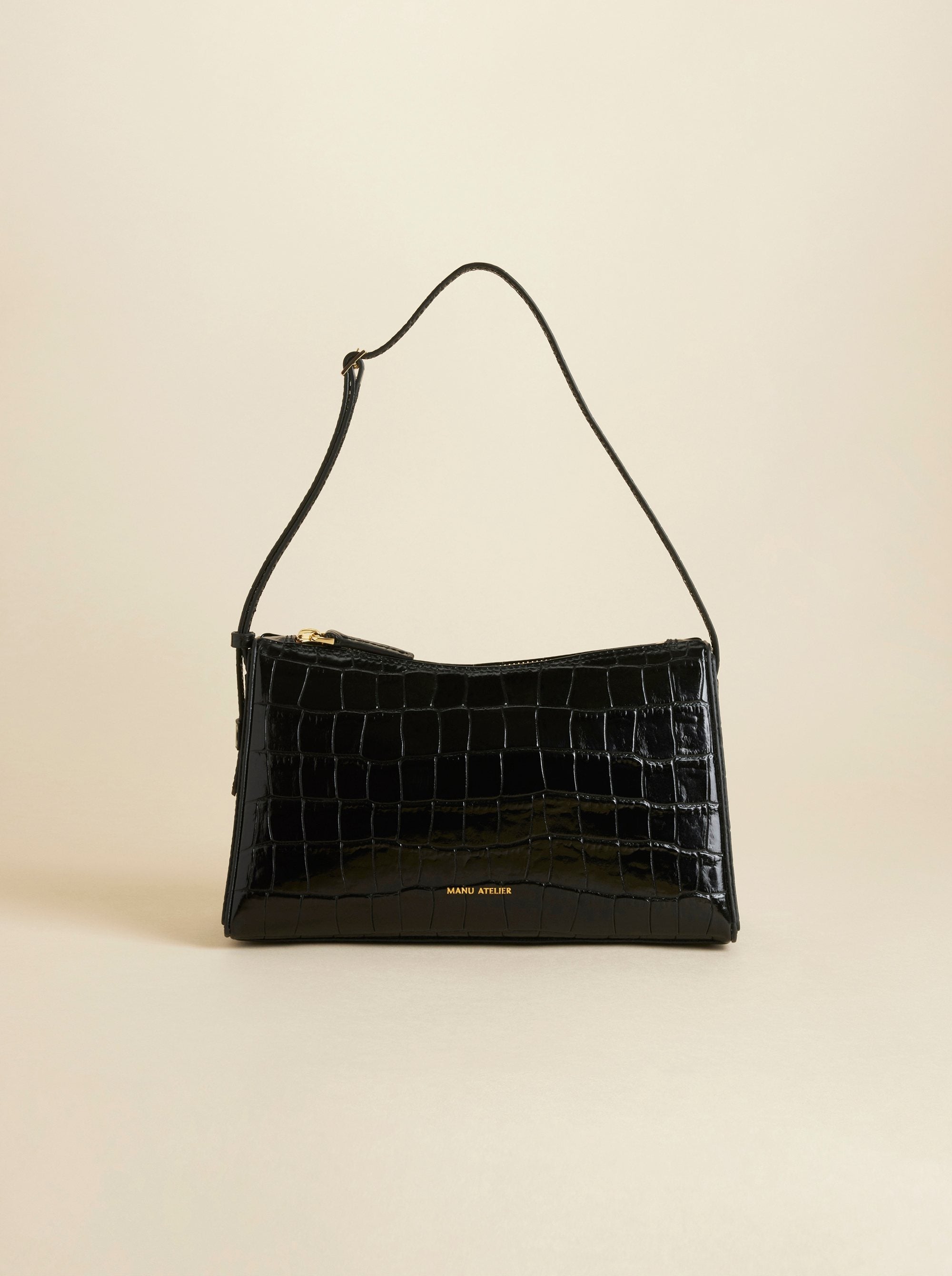 Prism Croc Embossed Calf Leather Black 