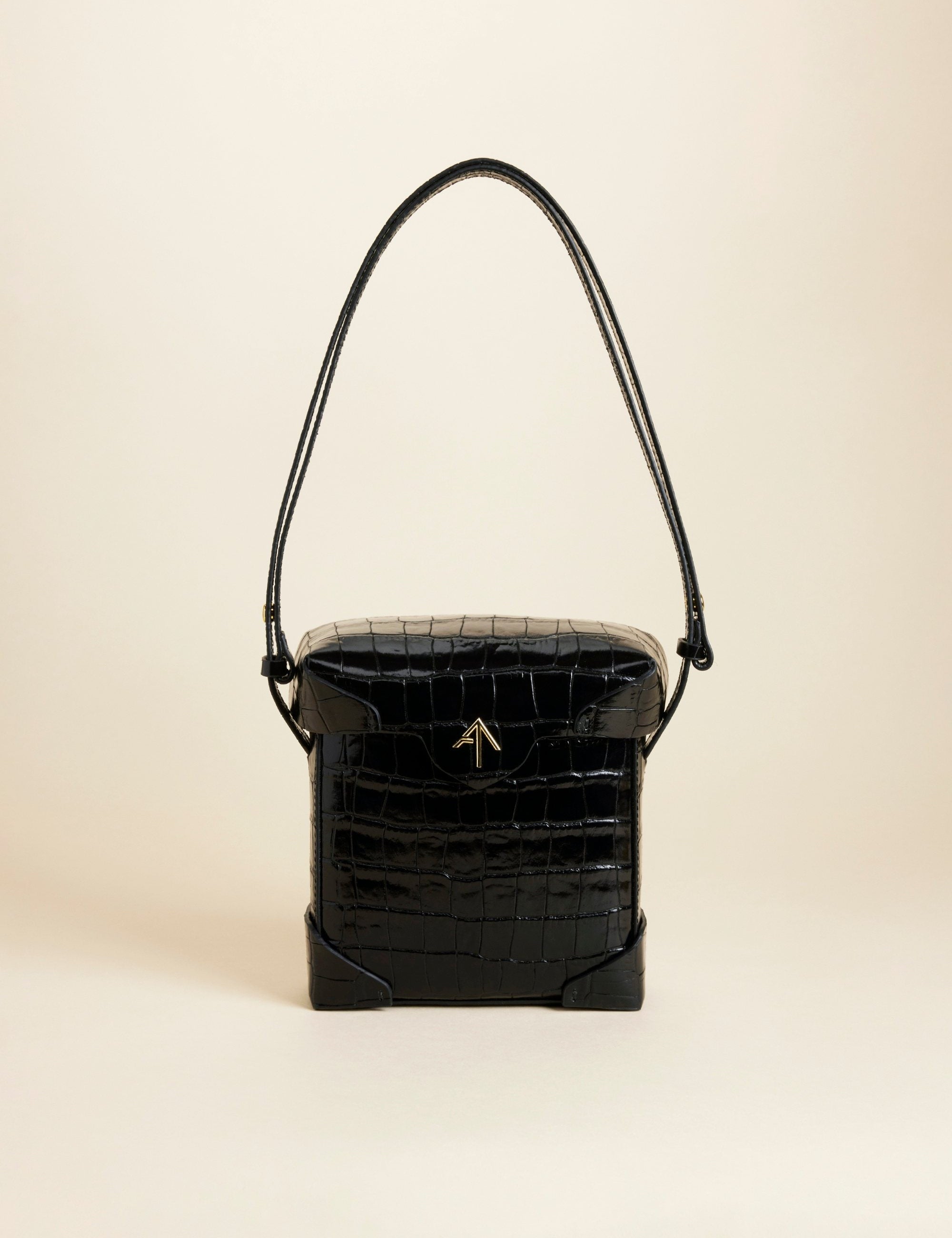 Mini Pristine Croc Embossed Calf Leather Black 