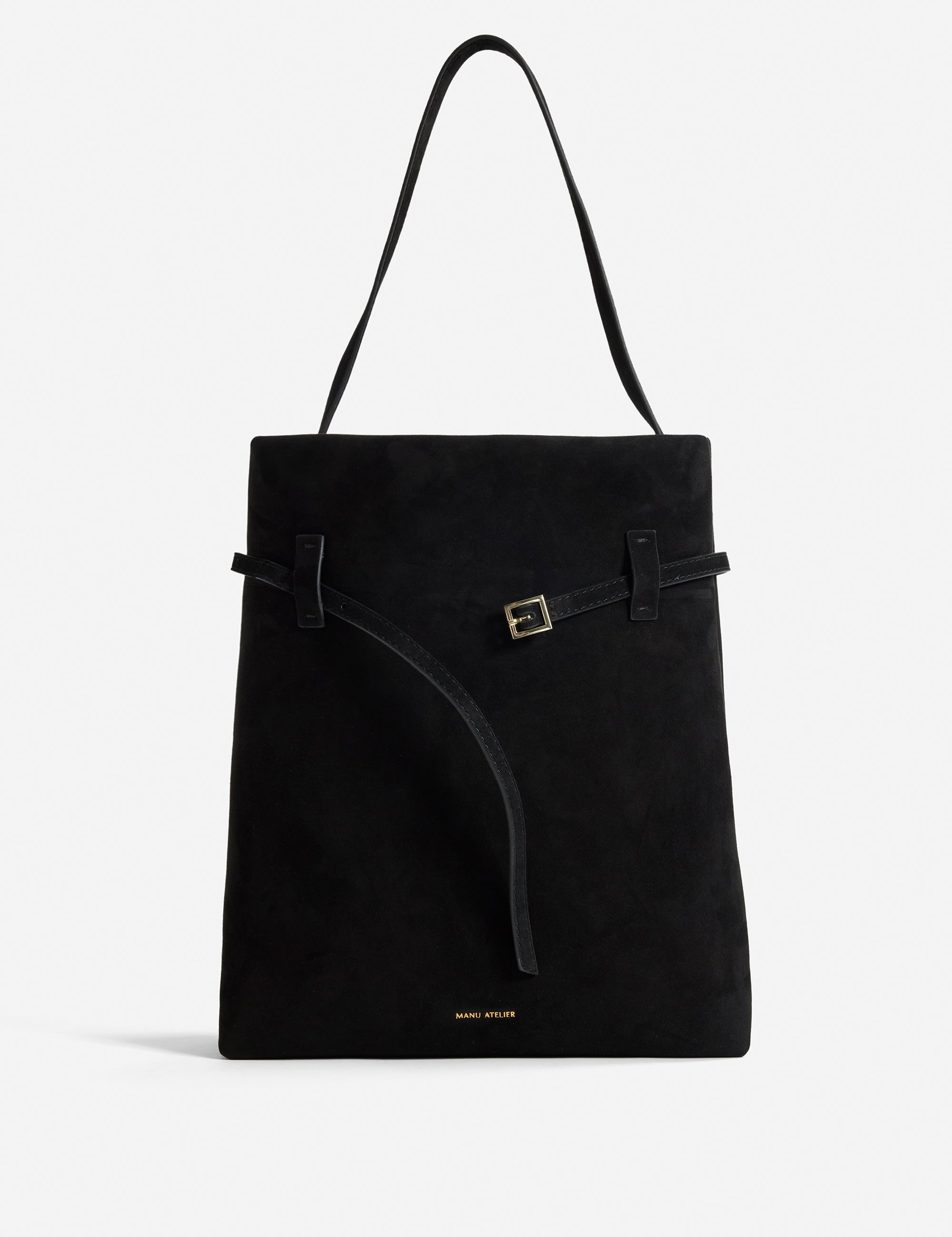 Tote du Jour Black Suede Open Front