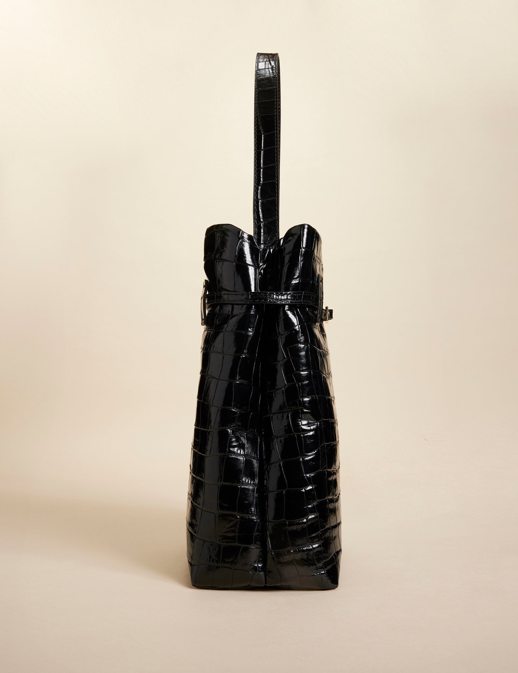 Tote Du Jour Croc Embossed Calf Leather Black 2