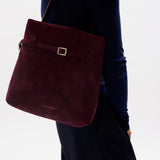 Mini Tote du Jour Merlot Suede On Model
