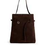 Tote du Jour Deep Brown Suede Open Front