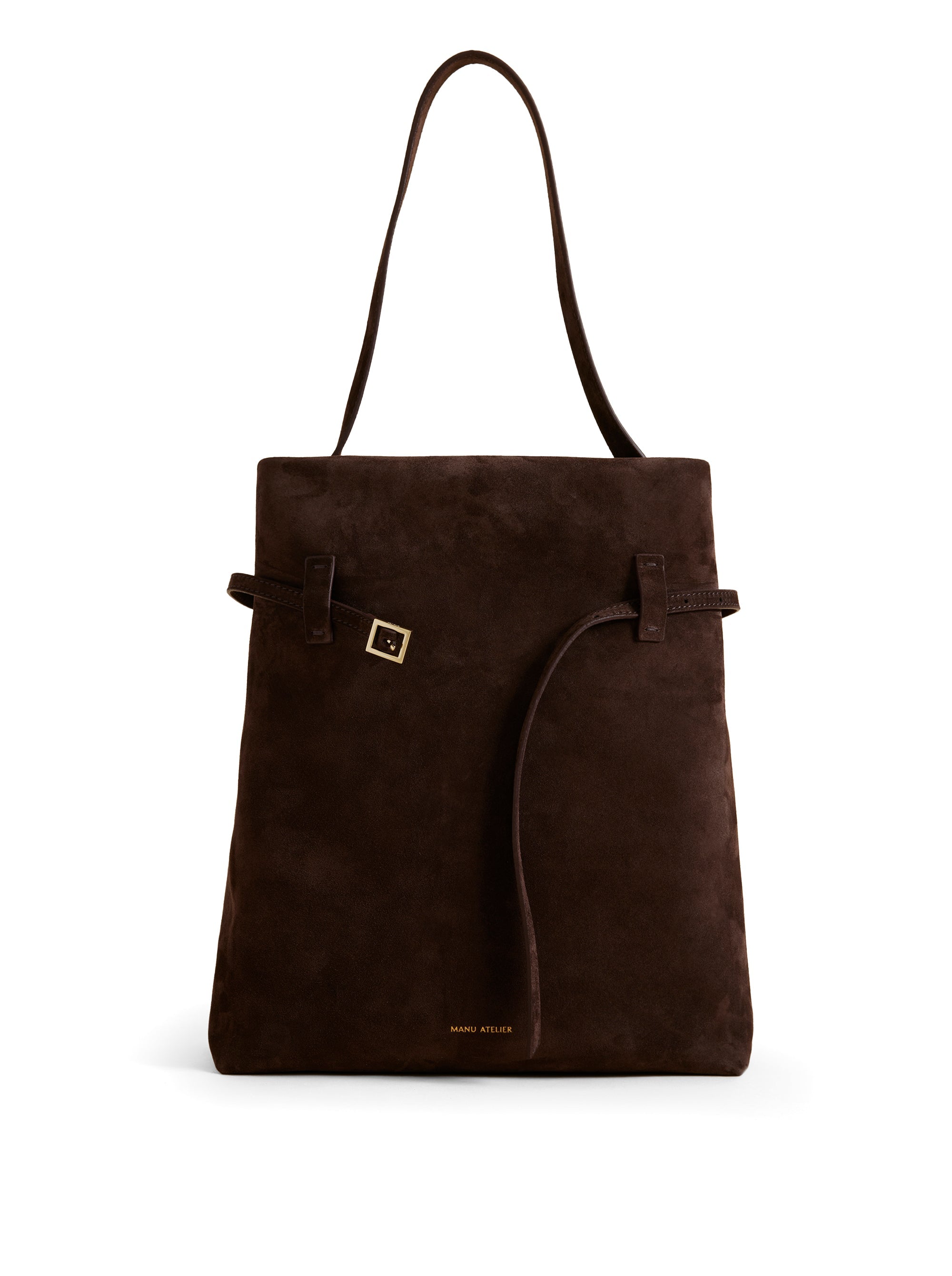 Tote du Jour Deep Brown Suede Open Front