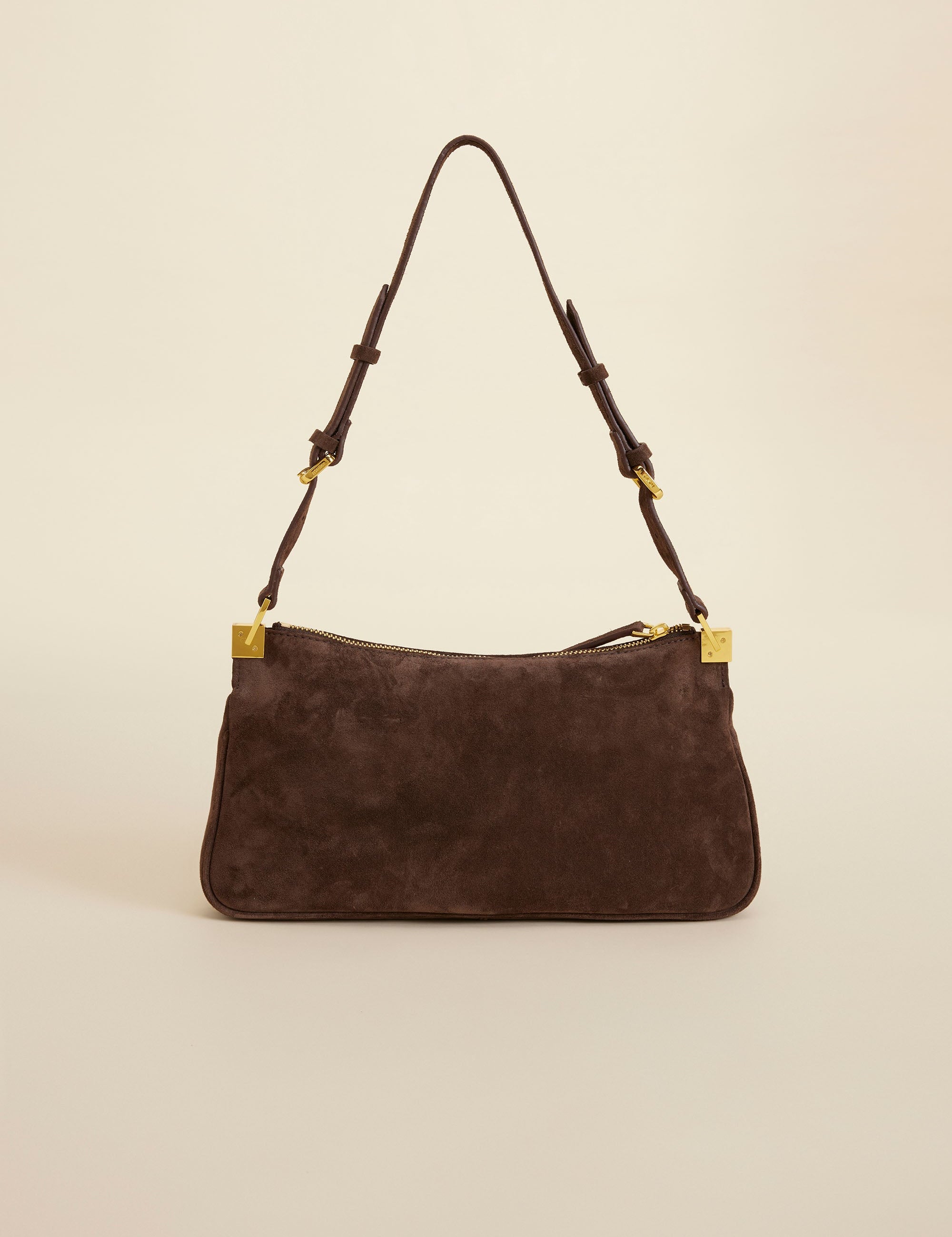 Three Zipped Baguette Deep Brown Suede 