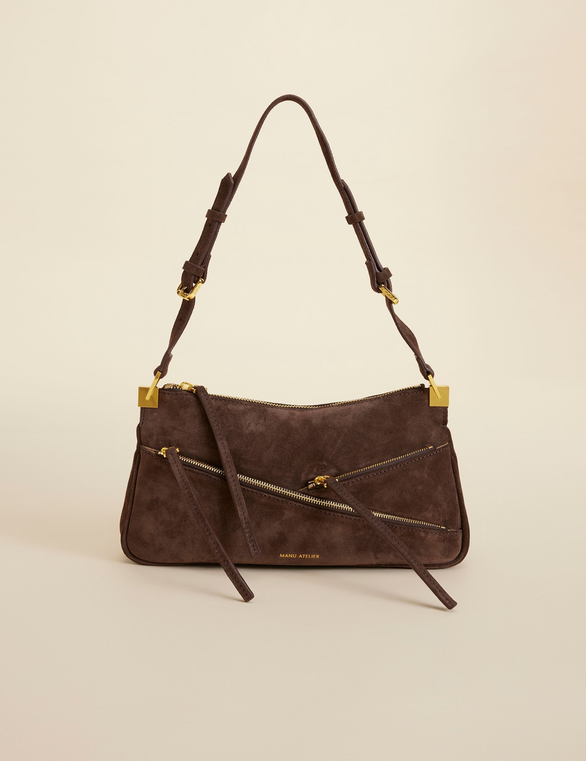 Three Zipped Baguette Deep Brown Suede 